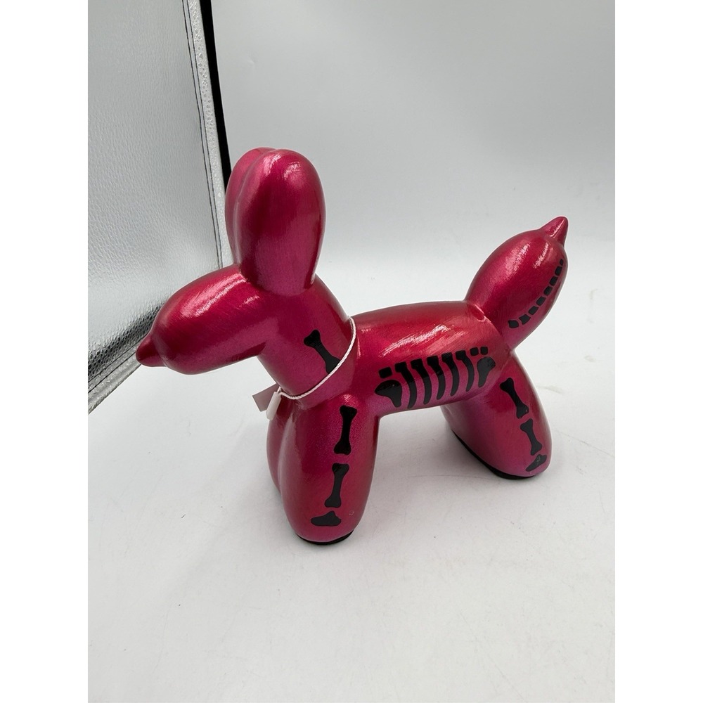 Balloon Dog Hot Pink Black Skeleton Animal Modern Decor Small Metallic 6x6"